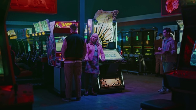 Video Reference: Purple, Video game arcade cabinet, Fashion, Entertainment, Pink, Recreation, Magenta, Artist, Leisure, Art