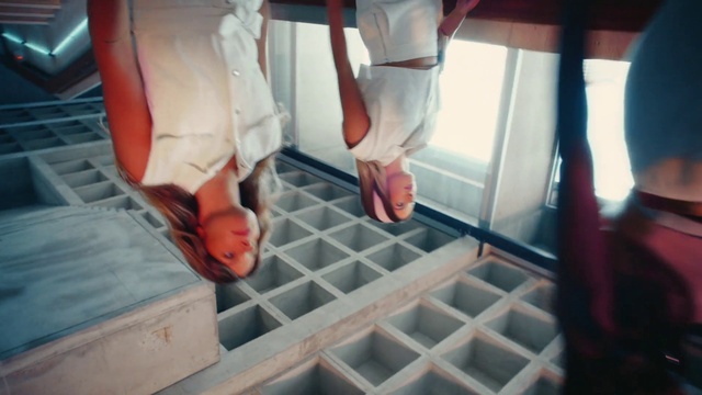 Video Reference: Dress, Gesture, Floor, Nail, Flooring, Foot, Human leg, Thigh, Room, Carmine