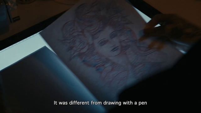 Video Reference: Gesture, Rectangle, Handwriting, Font, Art, Electric blue, Paper, Paper product, Visual arts, Darkness