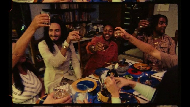 Video Reference: Tableware, Table, Photograph, Smile, Food, Sharing, Interaction, Chair, Plate, Social group