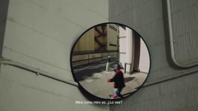 Video Reference: Mirror, Architecture, Fixture, Window, Stairs, Tints and shades, Circle, Glass, Composite material, Facade