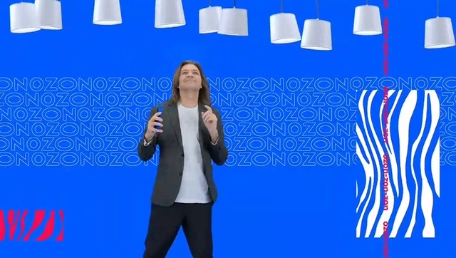 Video Reference: Joint, Blue, Product, Human, Azure, Fashion, Television presenter, Gesture, Font, Technology