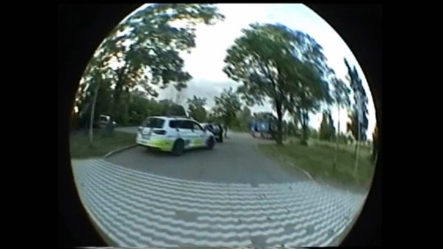 Video Reference: fisheye, road, park, trees, parked cars, outdoors, street, landscape, grass, vehicle, daylight, rural, path, wide-angle, travel, scenic