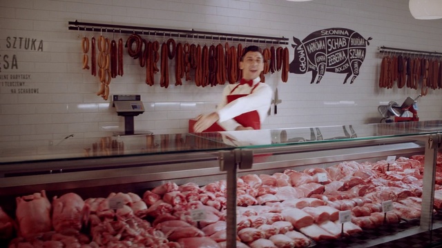 Video Reference: Food, Building, Butcher, Textile, Pink, Cuisine, Ingredient, Retail, Dish, Animal fat