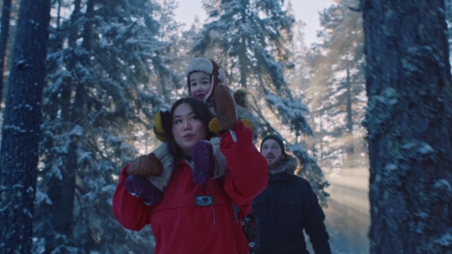 Video Reference: Plant, Snow, Outdoor recreation, Tree, Atmospheric phenomenon, Jacket, Freezing, Recreation, People in nature, Mountainous landforms