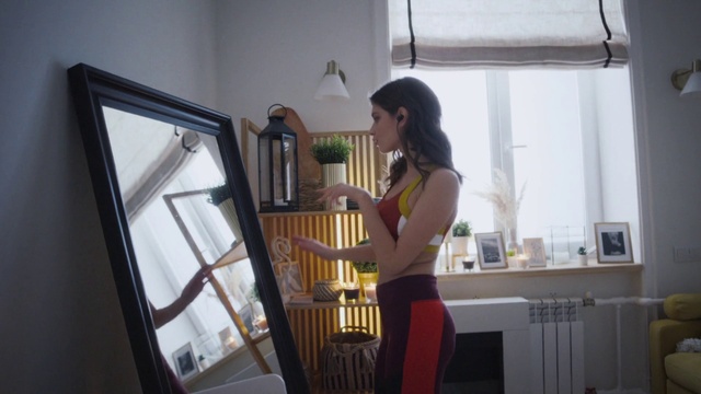 Video Reference: Window, Lighting, Wood, Waist, Curtain, Thigh, Door, Fashion design, Hardwood, Elbow