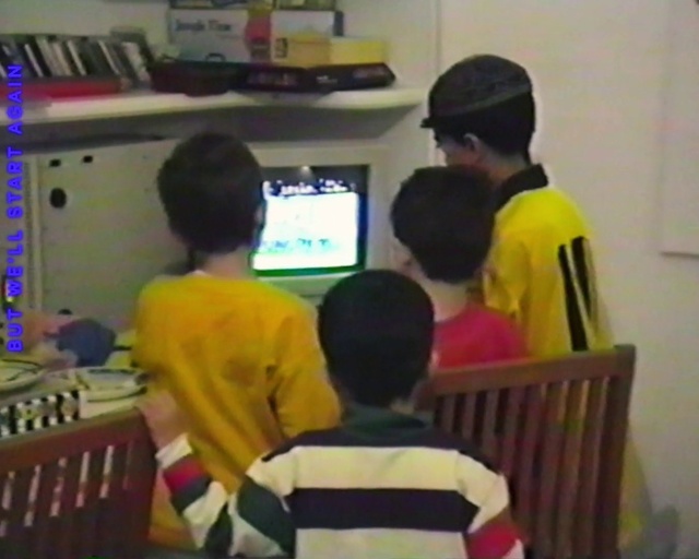 Video Reference: Computer, Personal computer, Sharing, Shorts, T-shirt, Toddler, Child, Electronic device, Event, Computer monitor