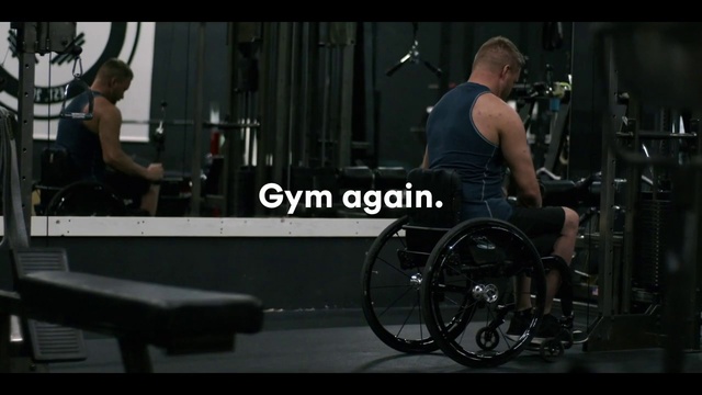 Video Reference: Wheelchair, Wheel, Automotive tire, Tire, Automotive design, Thigh, Motor vehicle, Exercise machine, Bicycle tire, Knee