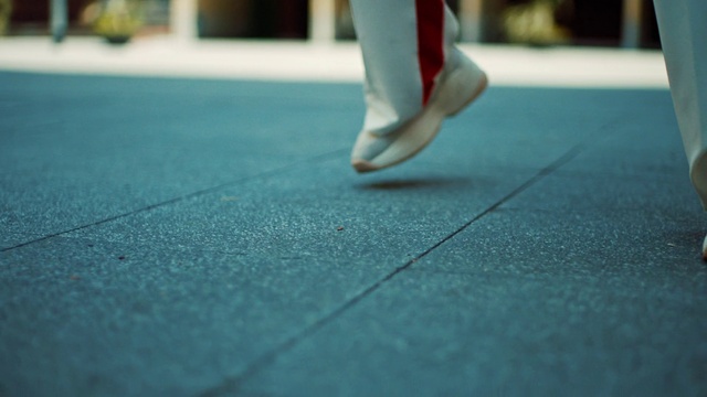 Video Reference: Shoe, Green, Blue, Dress, Road surface, Asphalt, Wood, Grey, Flooring, Floor