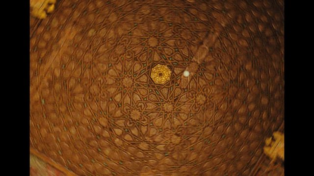 Video Reference: abstract, pattern, mandala, ornamental, symmetrical, geometric, golden, brown, decorative, texture, design, ceiling, carved, intricate, radial