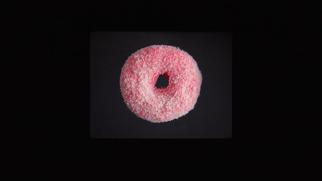 Video Reference: Food, Gas, Font, Circle, Ingredient, Pattern, Baked goods, Magenta, Darkness, Carmine