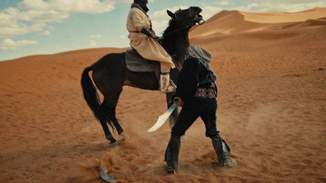 Video Reference: Sky, Cloud, Working animal, Landscape, Rein, Aeolian landform, Pack animal, Erg, Singing sand, Horse supplies