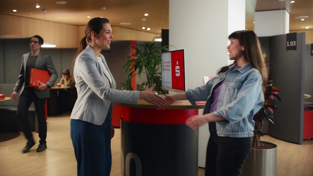 Video Reference: Greeting, Gesture, Smile, Event, Plant, Suit, Job, Conversation, Employment, White-collar worker