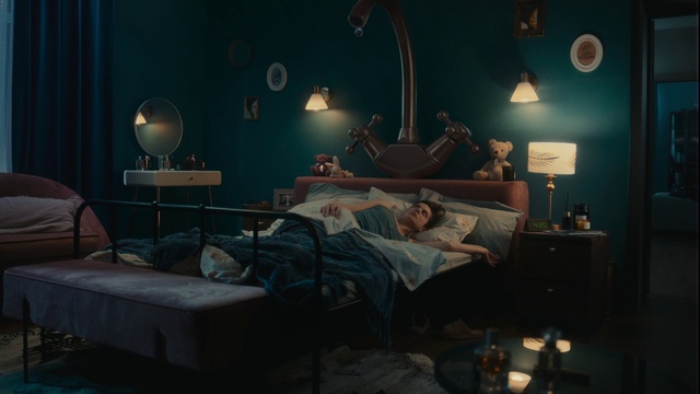 Video Reference: Property, Azure, Comfort, Building, Picture frame, Interior design, Lamp, Grey, Wall, Floor
