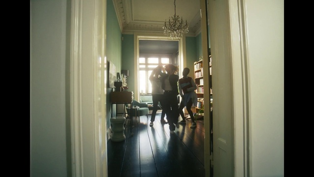 Video Reference: Fixture, Door, Wood, Mirror, Chair, Building, Tints and shades, Glass, Ceiling, Room