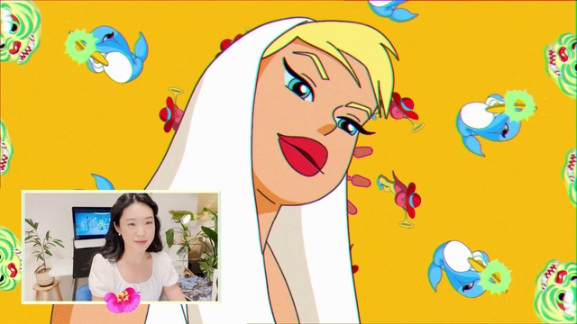 Video Reference: Nose, Hairstyle, Facial expression, Happy, Organism, Cartoon, Art, Yellow, Gesture, Eyelash
