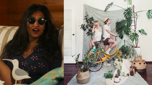 Video Reference: Bicycle, Plant, Tire, Photograph, Wheel, Vision care, Goggles, White, Flowerpot, Bird