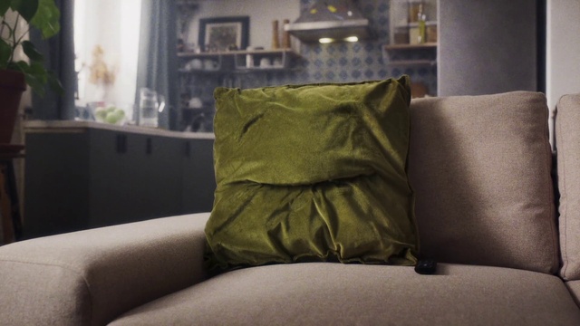 Video Reference: Brown, Furniture, Couch, Comfort, Lighting, Interior design, Wood, Rectangle, Floor, Flooring