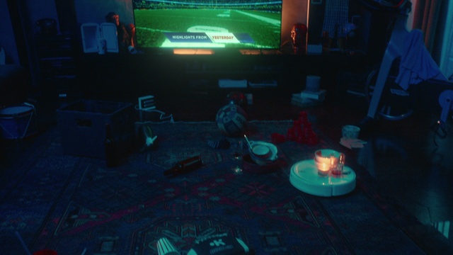 Video Reference: Entertainment, Chair, Technology, Space, Building, Event, Visual effect lighting, Table, Couch, Darkness