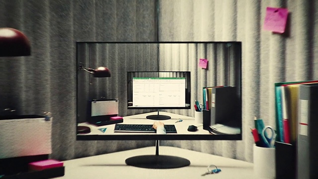 Video Reference: Computer, Personal computer, Computer monitor, Peripheral, Furniture, Computer desk, Computer keyboard, Output device, Desk, Table