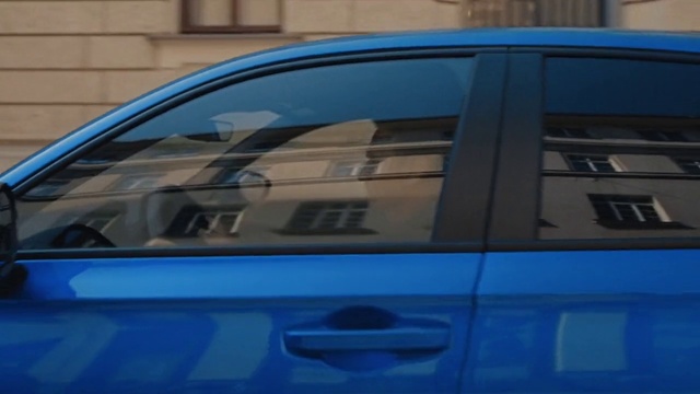 Video Reference: Vehicle, Hood, Motor vehicle, Car, Blue, Automotive design, Automotive lighting, Vehicle door, Building, Automotive exterior