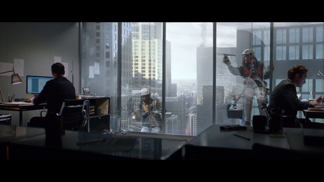 Video Reference: Furniture, Building, Window, Skyscraper, Desk, Glass, Table, Event, Suit, Chair