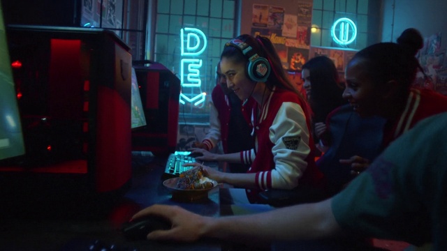 Video Reference: Gadget, Red, Gamer, Fun, Recreation, Audio equipment, Electronic device, Chair, Entertainment, Technology