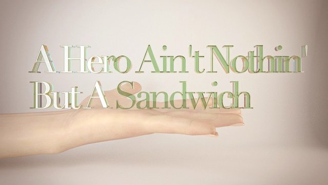 Video Reference: arm, hand, text overlay, title card, minimal background, typography, quote, sandwich, light background, graphic design, abstract, still frame