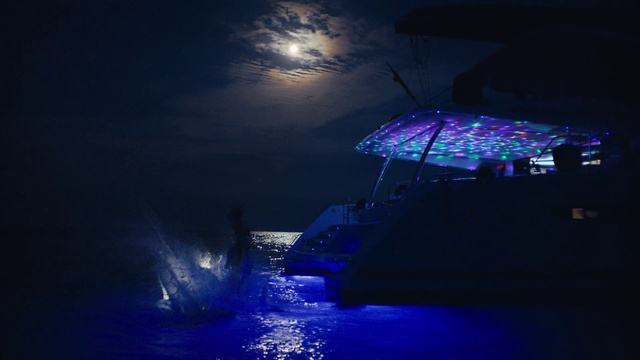 Video Reference: Water, Blue, Azure, Sky, Moon, Electric blue, Midnight, Boat, Entertainment, Space