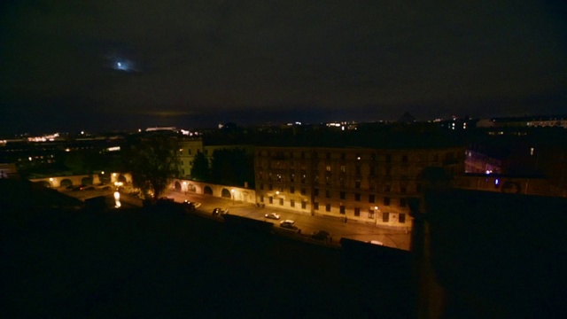 Video Reference: Building, Sky, Electricity, Window, Midnight, Tree, Horizon, City, Landscape, Space