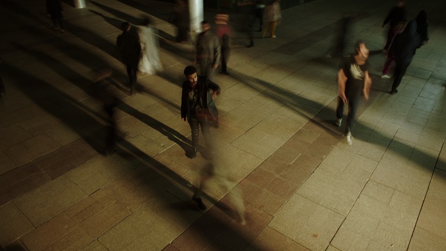 Video Reference: Road surface, Floor, Flooring, Sidewalk, Tints and shades, Road, Stairs, City, Pedestrian, Darkness