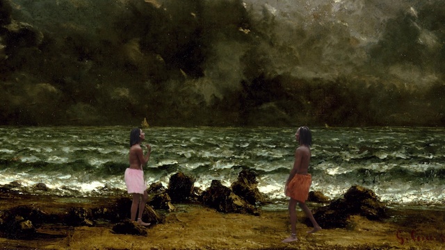 Video Reference: Water, People in nature, Bank, Landscape, Lake, Recreation, Grass, Grassland, Shore, Art