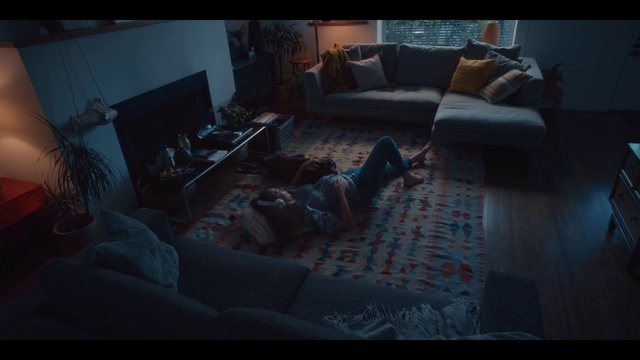 Video Reference: Couch, Comfort, Purple, Grey, Flash photography, Building, Flooring, Living room, studio couch, Pillow