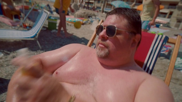 Video Reference: Glasses, Sunglasses, Vision care, Goggles, Beard, Eyewear, Chest, People on beach, Summer, Barechested