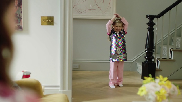 Video Reference: Joint, Interior design, Yellow, Standing, Flower, Wood, Flooring, Fun, Child, Entertainment