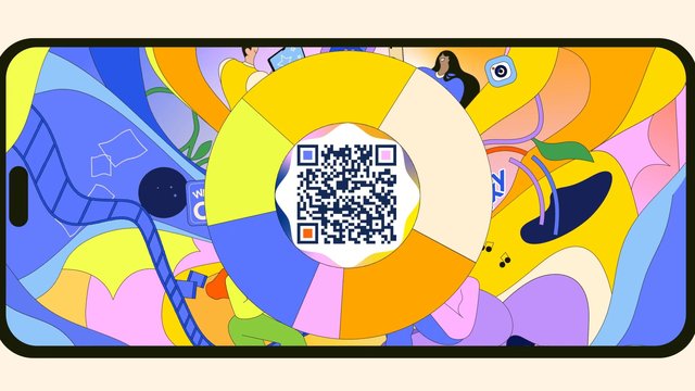 Video Reference: abstract, illustration, qr code, colorful, graphic design, digital art, circular pattern, cartoon, modern, bright, vibrant, promo, screen, pattern, vector, mobile
