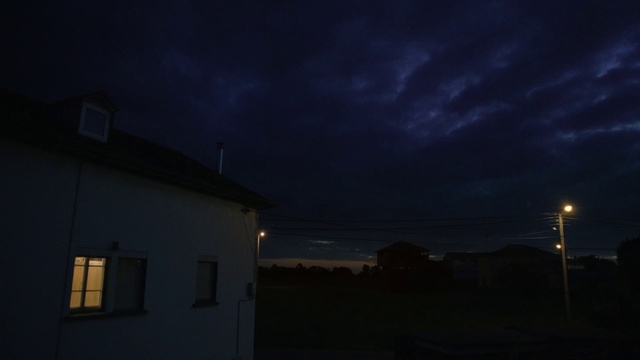 Video Reference: Atmosphere, Cloud, Window, Sky, Dusk, Electricity, Street light, Building, Horizon, Tints and shades