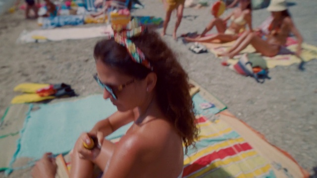 Video Reference: People on beach, Swimwear, Body of water, Leisure, Beach, Fun, Sunglasses, Summer, Happy, Hat