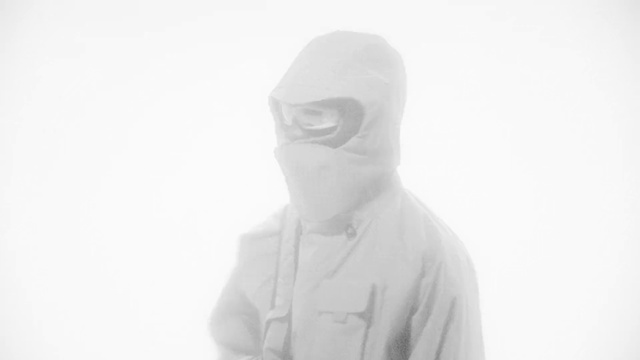 Video Reference: Sleeve, Gesture, Grey, Art, Eyewear, Personal protective equipment, Monochrome photography, Monochrome, Mask, Hood