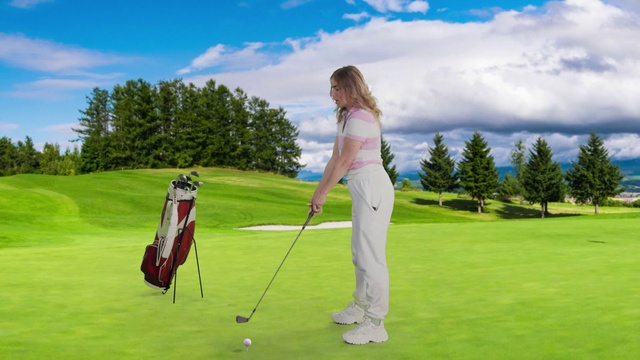 Video Reference: Cloud, Sky, Golfer, Golf, Sports equipment, Golf equipment, Professional golfer, Plant, Golf club, Tree