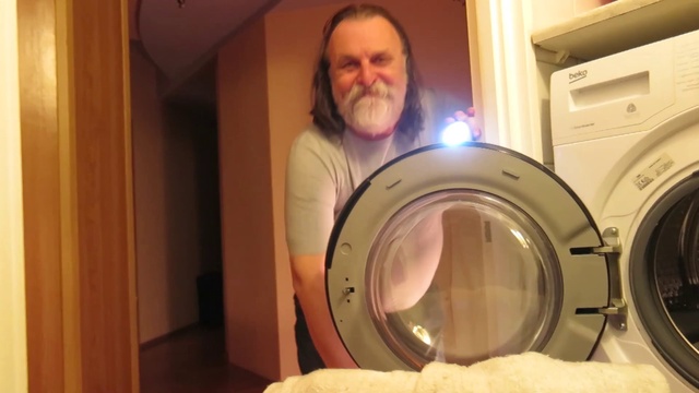 Video Reference: Laundry room, Washing machine, Window, Clothes dryer, Beard, Home appliance, Automotive tire, Laundry, Major appliance, Wood