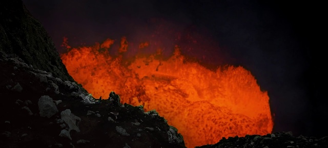 Video Reference: Lava, Sky, Heat, Volcano, Fissure vent, Landscape, Cloud, Formation, Fire, Cumulus