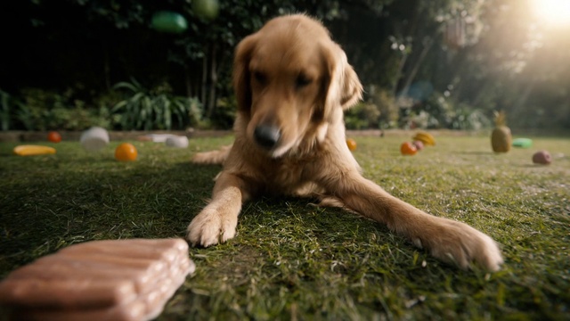 Video Reference: Dog, Plant, Dog breed, Carnivore, Grass, Tree, Fawn, Companion dog, Snout, Retriever