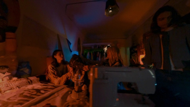 Video Reference: Event, Fun, Room, T-shirt, Conversation, Linens, Bed, Night, Visual arts