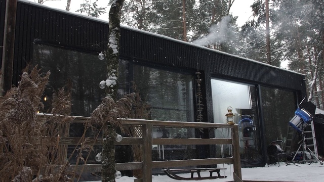 Video Reference: Snow, Tree, Branch, Wood, Building, Twig, Freezing, Cottage, Fence, Sky