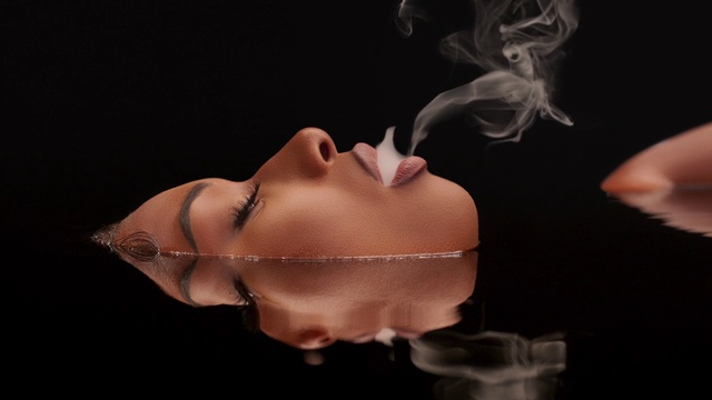 Video Reference: Lip, Mouth, Eyelash, Neck, Ear, Jaw, Flash photography, Gesture, Art, Headpiece