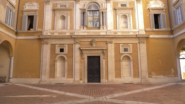 Video Reference: Window, Building, Door, Beige, Wood, Facade, Tints and shades, City, Column, Brick