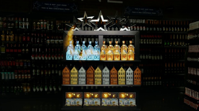 Video Reference: Bottle, Shelf, Drinking establishment, Shelving, Glass bottle, Building, Alcoholic beverage, Drink, Retail, Alcohol