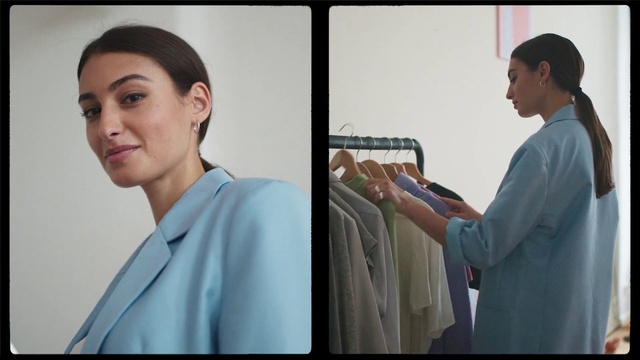 Video Reference: Joint, Shoulder, Neck, Smile, Sleeve, Temple, Eyelash, Gesture, Street fashion, Fashion design