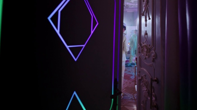 Video Reference: Purple, Triangle, Door, Violet, Font, Electric blue, Magenta, Electricity, Space, Darkness